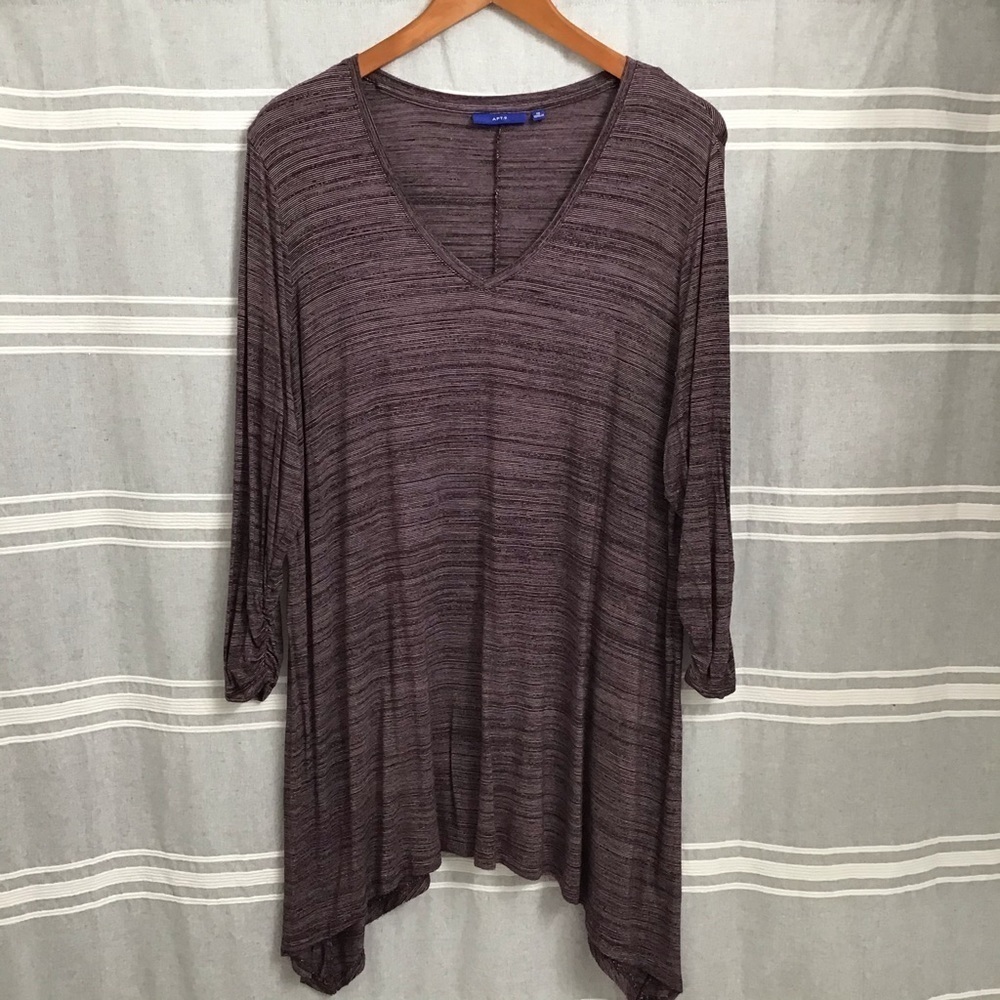 APT 9 / Maroon V-neck 3/4 Sleeve Aline Tunic Size 1X